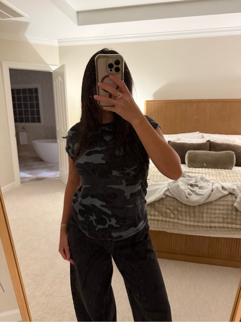 We The Free Black & Gray Camo Short Sleeve Tee